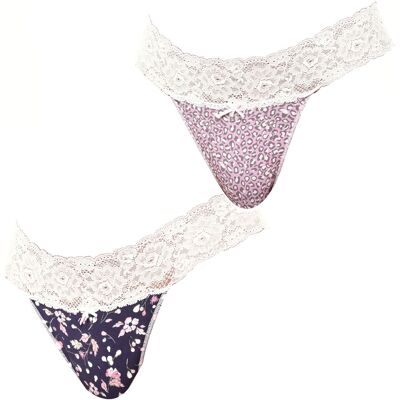 Janira Set van 2 Coquettes Katoenen Strings JPT1 voor dames S/M Janira Set van 2 Coquettes Katoenen Strings JPT1 voor dames S/M