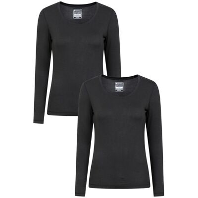 Mountain Warehouse Dames Keep The Heat Ronde Hals Thermo Top (Verpakking van 2) (Zwart) 38 Mountain Warehouse Dames Keep The Heat Ronde Hals Thermo Top (Verpakking van 2) (Zwart) 38