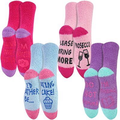 Sock Snob 4-Pack Dames Grappige Taart Sokken Zachte Fluffy Novelty Antislip Cadeausokken 37 - 42 Sock Snob 4-Pack Dames Grappige Taart Sokken Zachte Fluffy Novelty Antislip Cadeausokken 37 - 42
