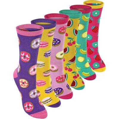 Sock Snob 6-Pack Dames Grappige Voedsel Design Sokken Leuk Kleurrijke Bamboe Sokken 37 - 42 Sock Snob 6-Pack Dames Grappige Voedsel Design Sokken Leuk Kleurrijke Bamboe Sokken 37 - 42