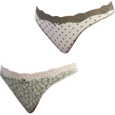 Janira Pack-2 Coquettes Katoenen Stringletjes 1031585 voor Dames S/M Janira Pack-2 Coquettes Katoenen Stringletjes 1031585 voor Dames S/M