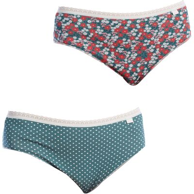 Janira 2-pack Brislip Coquettes katoenen slips 1032361 voor dames M Janira 2-pack Brislip Coquettes katoenen slips 1032361 voor dames M