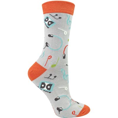 Miss Sparrow Dames Retro Muziek Noviteit Patroon Bamboosokken 37 - 42 Miss Sparrow Dames Retro Muziek Noviteit Patroon Bamboosokken 37 - 42
