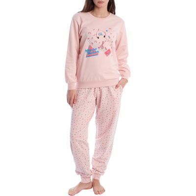 Kisses&Love Winterpyjama KLP2 van pluche katoen voor dames S Kisses&Love Winterpyjama KLP2 van pluche katoen voor dames S