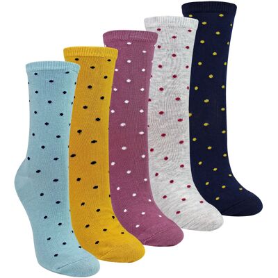 Sock Snob 5 Paar Dames Multi Punt Sokken - Zachte Katoenrijke Pois Sokken voor Elke Dag 37 - 42 Sock Snob 5 Paar Dames Multi Punt Sokken - Zachte Katoenrijke Pois Sokken voor Elke Dag 37 - 42
