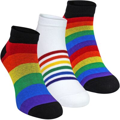 Sock Snob 3-Pack Herensokken Damesregenboog Sportkatoen Sokken Heldere Kleurrijke Gestreepte Sokken 37 - 42 Sock Snob 3-Pack Herensokken Damesregenboog Sportkatoen Sokken Heldere Kleurrijke Gestreepte Sokken 37 - 42