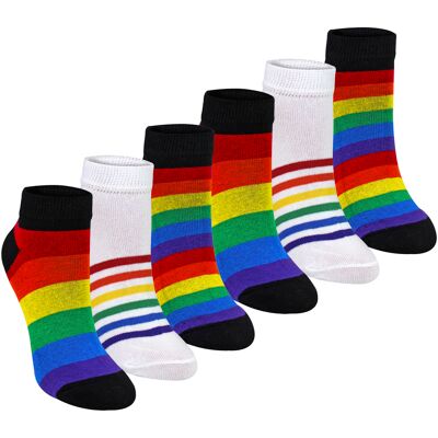 Sock Snob 6-Pak Heren Dames Regenboog Trainer Katoenen Sokken Heldere Kleurrijke Gestreepte Sokken 37 - 42 Sock Snob 6-Pak Heren Dames Regenboog Trainer Katoenen Sokken Heldere Kleurrijke Gestreepte Sokken 37 - 42