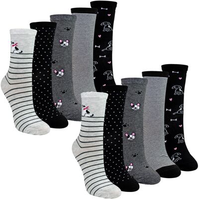 Sock Snob 10 Paar Dames Sokken met Hondenpatroon - Zachte Katoenen Sokken met Leuk Hondenontwerp 37 - 42 Sock Snob 10 Paar Dames Sokken met Hondenpatroon - Zachte Katoenen Sokken met Leuk Hondenontwerp 37 - 42