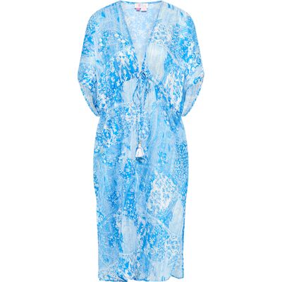 IZIA Kimono Dames blauw wit XS IZIA Kimono Dames blauw wit XS
