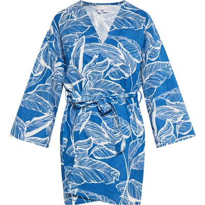 usha Kimono Dames Blauw wol wit XL usha Kimono Dames Blauw wol wit XL