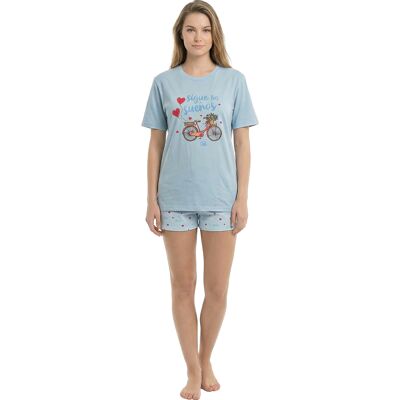 Kisses&Love Dames Zomerse Korte Mouwen Katoenen Pyjama's KL40000 L Kisses&Love Dames Zomerse Korte Mouwen Katoenen Pyjama's KL40000 L