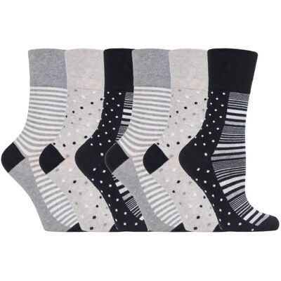 Gentle Grip Dames 6 Paar Sokken - Katoen Grijs - Maat UK 4-8 Gentle Grip Dames 6 Paar Sokken - Katoen Grijs - Maat UK 4-8