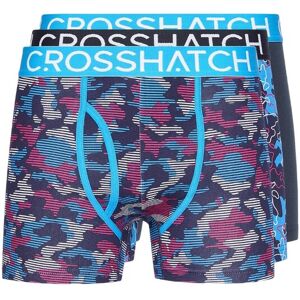 Crosshatch Heren Linamo MVE Open Fly Boxershorts (Set van 3) (Blauw) L Crosshatch Heren Linamo MVE Open Fly Boxershorts (Set van 3) (Blauw) L