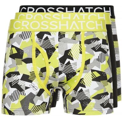 Crosshatch Heren Crystaline Boxershorts (Set van 3) (Kalk) S Crosshatch Heren Crystaline Boxershorts (Set van 3) (Kalk) S