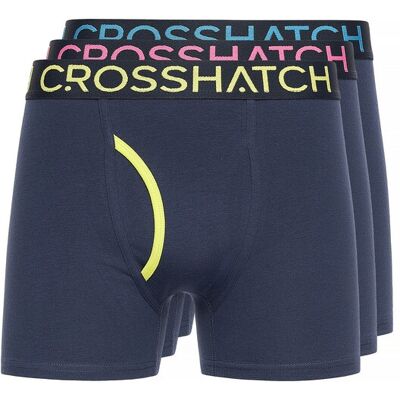 Crosshatch Heren Trioglow Boxershorts (Set van 3) (Marine) L Crosshatch Heren Trioglow Boxershorts (Set van 3) (Marine) L