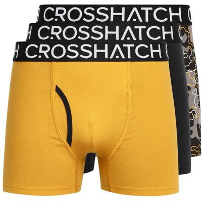 Crosshatch Heren Lynol Boxershorts (Pack of 3) (Geel) M Crosshatch Heren Lynol Boxershorts (Pack of 3) (Geel) M