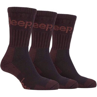 Heren 3 paar Jeep Cushion Sole Hiking werksokken - Bruin 39 - 45 Heren 3 paar Jeep Cushion Sole Hiking werksokken - Bruin 39 - 45
