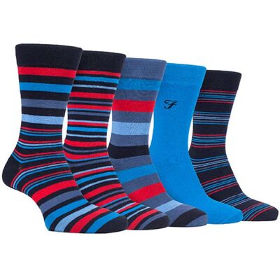 Farah 5-Pack Heren Bamboo Felgekleurde Gestreepte Sokken 39 - 45 Farah 5-Pack Heren Bamboo Felgekleurde Gestreepte Sokken 39 - 45