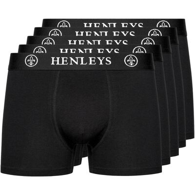 Henleys Heren McBlacken Boxershorts (Set van 5) (Zwart) S Henleys Heren McBlacken Boxershorts (Set van 5) (Zwart) S