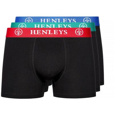 Henleys Heren Primas Boxershorts (Set van 3) (Zwart) L Henleys Heren Primas Boxershorts (Set van 3) (Zwart) L