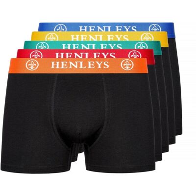Henleys Heren Primas Boxershorts (Set van 5) (Zwart) 2XL Henleys Heren Primas Boxershorts (Set van 5) (Zwart) 2XL
