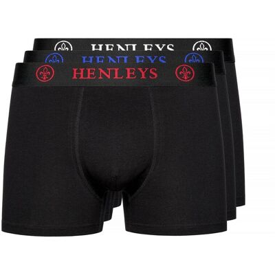 Henleys Heren Trilock Boxershorts (Set van 3) (Zwart) S Henleys Heren Trilock Boxershorts (Set van 3) (Zwart) S