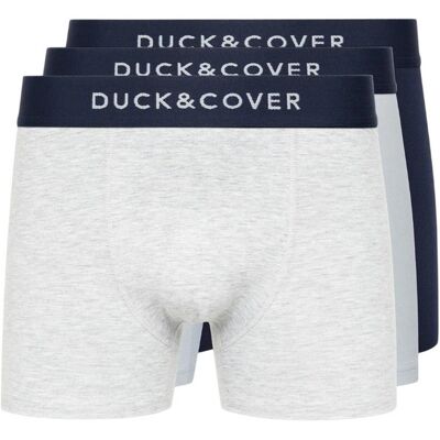 Duck and Cover Mannen Sagnet Boxer Shorts (Verpakking van 3) (Blauw/Wit/Grijs) M Duck and Cover Mannen Sagnet Boxer Shorts (Verpakking van 3) (Blauw/Wit/Grijs) M