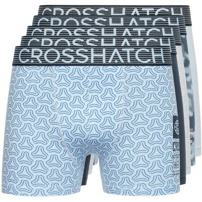 Crosshatch Heren Buzzard Boxershorts (Set van 5) (Marine/Grijs/Blauw) M Crosshatch Heren Buzzard Boxershorts (Set van 5) (Marine/Grijs/Blauw) M