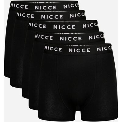 Nicce Zwarte 5-Pack Katoenen Boxer Shorts Met Logo Tailleband In Tijdloos Blokkleur Ontwerp 2XL Nicce Zwarte 5-Pack Katoenen Boxer Shorts Met Logo Tailleband In Tijdloos Blokkleur Ontwerp 2XL