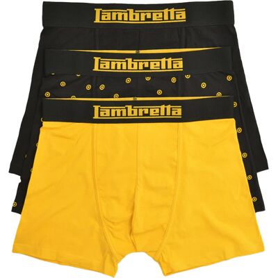 Lambretta Heren Target Boxershort (Verpakking van 3) (Zwart/Goud) S Lambretta Heren Target Boxershort (Verpakking van 3) (Zwart/Goud) S