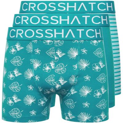 Crosshatch Heren Hovland Boxershorts (Set van 3) (Tropisch Groen) L Crosshatch Heren Hovland Boxershorts (Set van 3) (Tropisch Groen) L