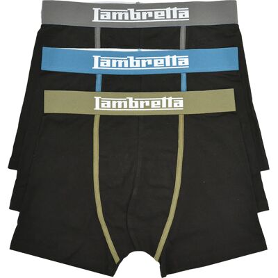 Lambretta Heren Classic Boxershorts (Set van 3) (Zwart) 2XL Lambretta Heren Classic Boxershorts (Set van 3) (Zwart) 2XL