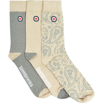 Lambretta Heren Paisley Sokken (Pak van 3) (Ijzer/steen) 39 - 45 Lambretta Heren Paisley Sokken (Pak van 3) (Ijzer/steen) 39 - 45