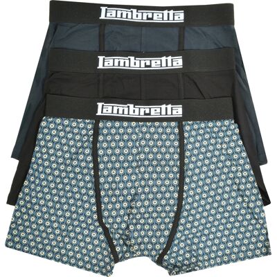 Lambretta Heren Target Boxershorts (Set van 3) (Marine/Zilver/Zwart) XL Lambretta Heren Target Boxershorts (Set van 3) (Marine/Zilver/Zwart) XL