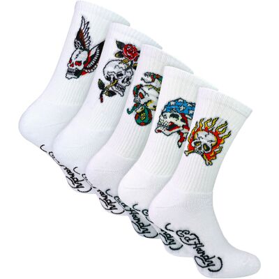 Ed Hardy 5-pack Heren Crew Sokken met Skull Patroon Zachte Ademend Casual Sokken 39 - 45 Ed Hardy 5-pack Heren Crew Sokken met Skull Patroon Zachte Ademend Casual Sokken 39 - 45