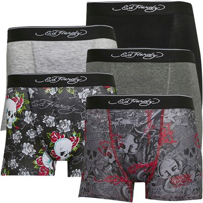Ed Hardy 5-Pack Heren Katoenen Stretch Boxers met Elastische Tailleband Ondergoed S Ed Hardy 5-Pack Heren Katoenen Stretch Boxers met Elastische Tailleband Ondergoed S