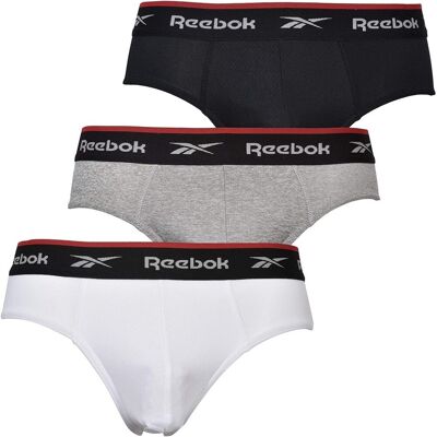 Reebok Heren Wiggins Sports Briefs (Set van 3) (Zwart/Grijs Marl/Wit) M Reebok Heren Wiggins Sports Briefs (Set van 3) (Zwart/Grijs Marl/Wit) M