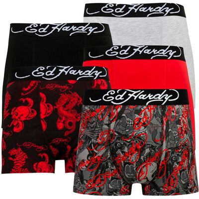 Ed Hardy 5-Pack Heren Katoenrijke Stretch Athieu Boxers Zachte Ademende Ondergoed XL Ed Hardy 5-Pack Heren Katoenrijke Stretch Athieu Boxers Zachte Ademende Ondergoed XL