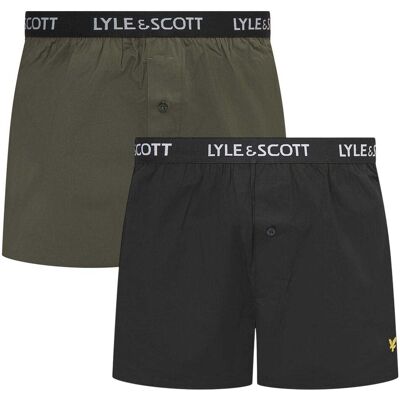 Lyle & Scott Heren Geweven Boxershorts (Set van 2) (Kever/Zwart) XL Lyle & Scott Heren Geweven Boxershorts (Set van 2) (Kever/Zwart) XL