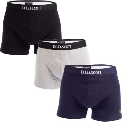 Lyle & Scott Heren Devon Boxershorts (Set van 3) (Zwart/Grijs) XL Lyle & Scott Heren Devon Boxershorts (Set van 3) (Zwart/Grijs) XL