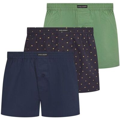 Lyle & Scott Boxershorts met stippen voor heren (3-pack) (Schaliegroen) L Lyle & Scott Boxershorts met stippen voor heren (3-pack) (Schaliegroen) L