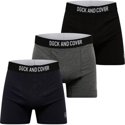 Duck and Cover Heren Bronteen Katoenmix Boxer Shorts (3-pack) (Zwart/Grijs/Marine) M Duck and Cover Heren Bronteen Katoenmix Boxer Shorts (3-pack) (Zwart/Grijs/Marine) M