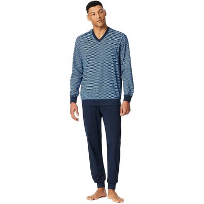 Lange pyjama Schiesser blauw met print 4XL Lange pyjama Schiesser blauw met print 4XL
