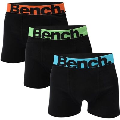 Bench Mannen Actie Logo Boxer Shorts (Verpakking van 3) (Zwart) L Bench Mannen Actie Logo Boxer Shorts (Verpakking van 3) (Zwart) L