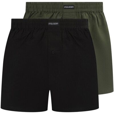 Lyle & Scott Boxershorts voor heren (Set van 2) (Zwart, Groen) L Lyle & Scott Boxershorts voor heren (Set van 2) (Zwart, Groen) L