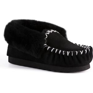 Aus Wooli "Waterloo" Australia Hand Stitched Womens Sheepskin Moccasin, Zwart 43 Aus Wooli "Waterloo" Australia Hand Stitched Womens Sheepskin Moccasin, Zwart 43
