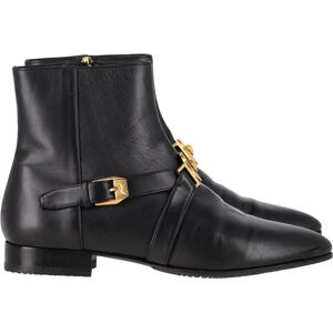 Versace Pre-owned Versace Medusa Geklede Enkellaarsjes van Zwart Leer 39 Versace Pre-owned Versace Medusa Geklede Enkellaarsjes van Zwart Leer 39