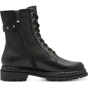 Tamaris Dames Fashion Zwarte Leren Veterschoenen met Rits Combat Enkellaarsjes 40 Tamaris Dames Fashion Zwarte Leren Veterschoenen met Rits Combat Enkellaarsjes 40