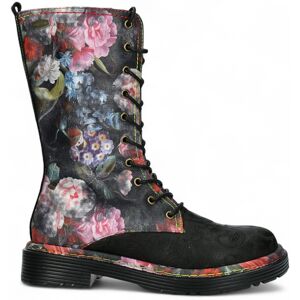 Laura Vita Incaso-18 Zwarte Bloemen Dames Gothic Victoriaanse Leren Hoge Laarzen 36 Laura Vita Incaso-18 Zwarte Bloemen Dames Gothic Victoriaanse Leren Hoge Laarzen 36
