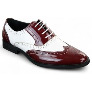 Infinity Leather Herenschoenen met vetersluiting in rood en wit, in nette broguestijl 43 Infinity Leather Herenschoenen met vetersluiting in rood en wit, in nette broguestijl 43